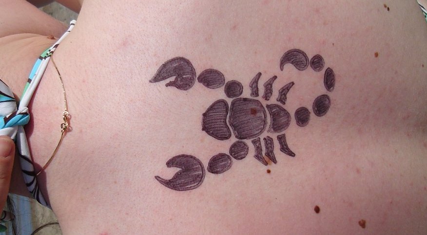 Skorpion-Tattoo-am-Ruecken-fuer-Frauen